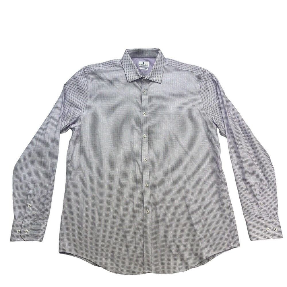 Ryan Seacrest Distinction Dress Shirt Mens 17 36/37 Slim Fit Non-Iron Purple